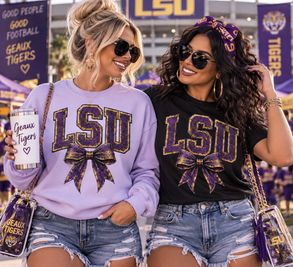 LSU Bow Shirt or Sweatshirt | Tigers Apparel | LSU Tigers Football Shirt or Sweatshirt
