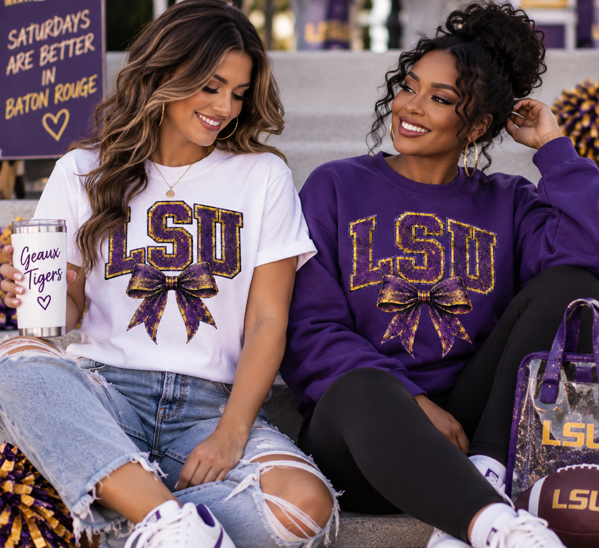 LSU Bow Shirt or Sweatshirt | Tigers Apparel | LSU Tigers Football Shirt or Sweatshirt