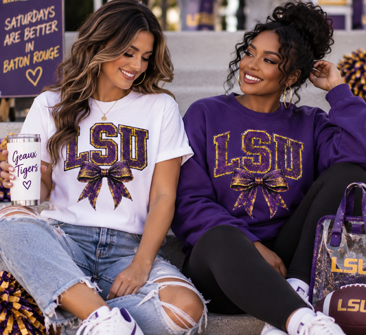 LSU Bow Shirt or Sweatshirt | Tigers Apparel | LSU Tigers Football Shirt or Sweatshirt