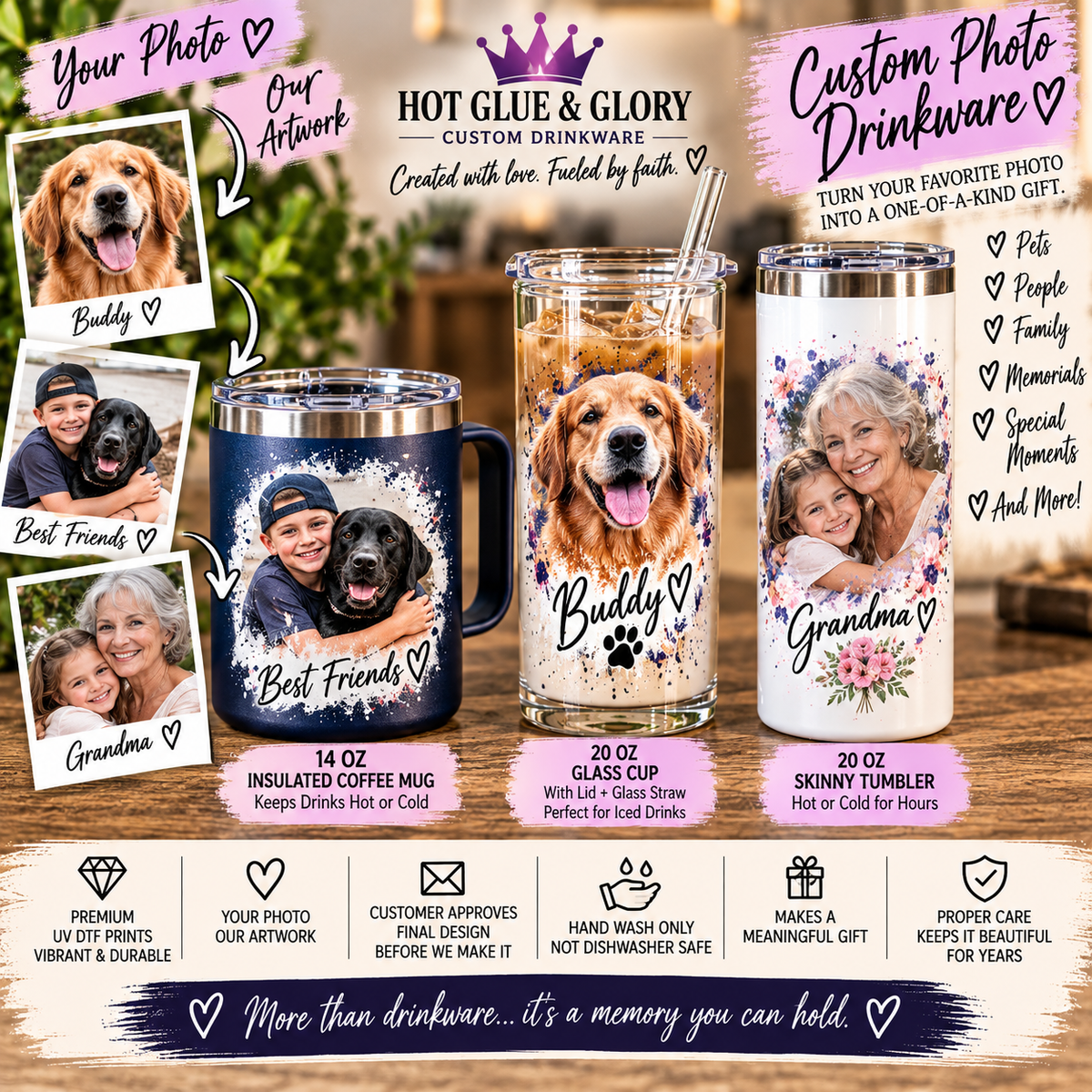 Custom Photo Drinkware | Personalized Tumbler or Mug | Custom Photo Gift