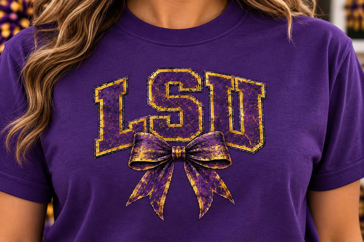 LSU Bow Shirt or Sweatshirt | Tigers Apparel | LSU Tigers Football Shirt or Sweatshirt