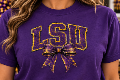 LSU Bow Shirt or Sweatshirt | Tigers Apparel | LSU Tigers Football Shirt or Sweatshirt