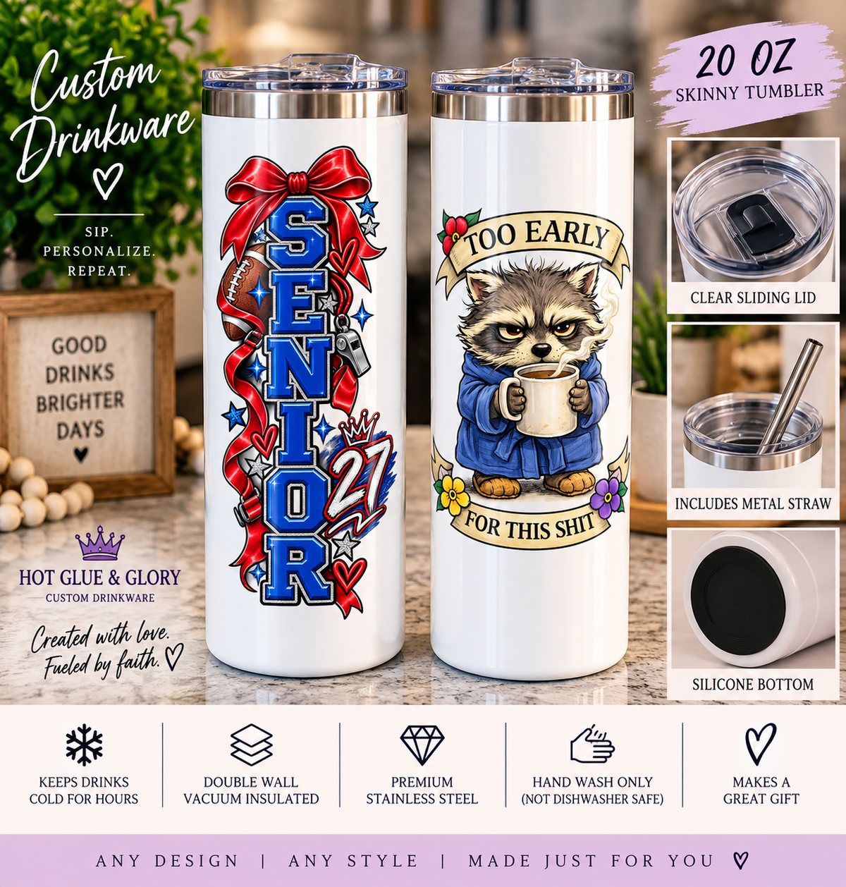 Custom Drinkware | Personalized Tumbler or Mug | Custom Design Made for You