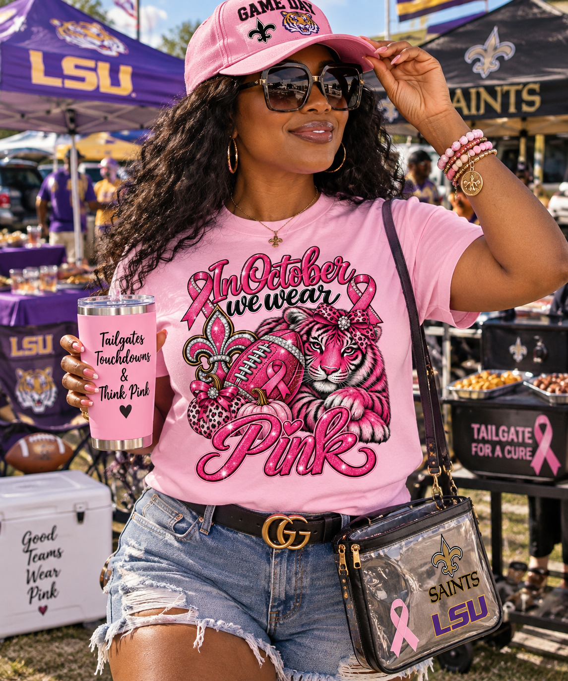 LSU Saints Pink Breast Cancer Awareness Football Shirt
