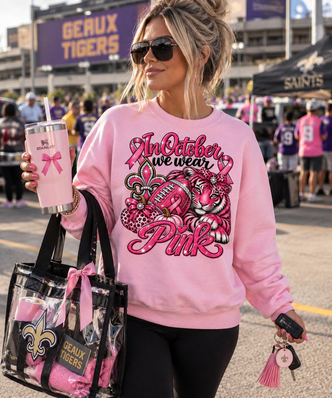 LSU Saints Pink Breast Cancer Awareness Sweatshirt